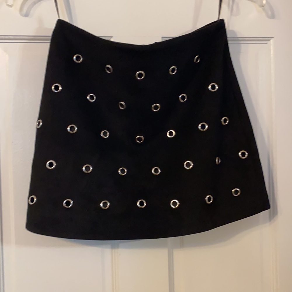 {Forever 21} Black Velvet Silver Grommet Mini Skirt